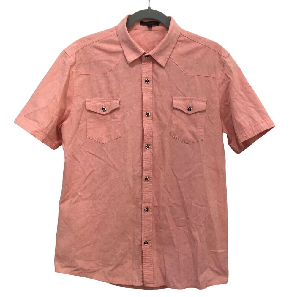 MATSUDA Mens  Short Sleeve Button Down Shirt Light Pink SZ XL